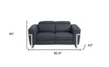 Two Piece Indoor Dark Gray Italian Leather Five Person Seating Set