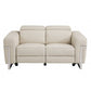 Three Piece Indoor Beige Italian Leather Six Person Seating Set