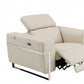 Three Piece Indoor Beige Italian Leather Six Person Seating Set