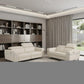Two Piece Indoor Beige Italian Leather Five Person Seating Set