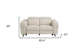 Two Piece Indoor Beige Italian Leather Five Person Seating Set