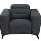 Three Piece Indoor Dark Gray Italian Leather Six Person Seating Set