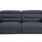 Three Piece Indoor Dark Gray Italian Leather Six Person Seating Set