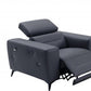 Three Piece Indoor Dark Gray Italian Leather Six Person Seating Set