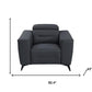 Three Piece Indoor Dark Gray Italian Leather Six Person Seating Set