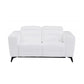 Three Piece White Italian Leather Six Person Seating Set
