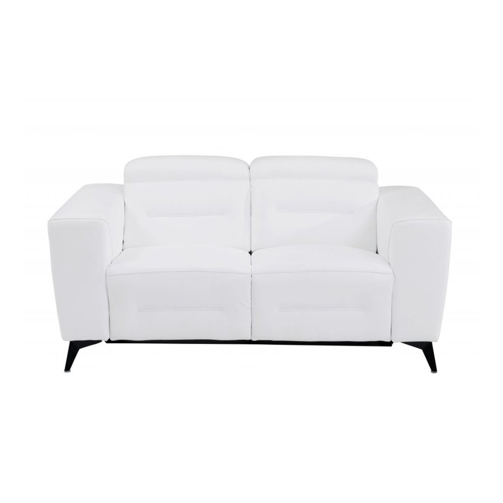 Three Piece White Italian Leather Six Person Seating Set