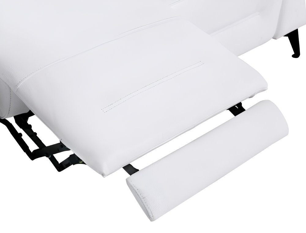 Three Piece White Italian Leather Six Person Seating Set