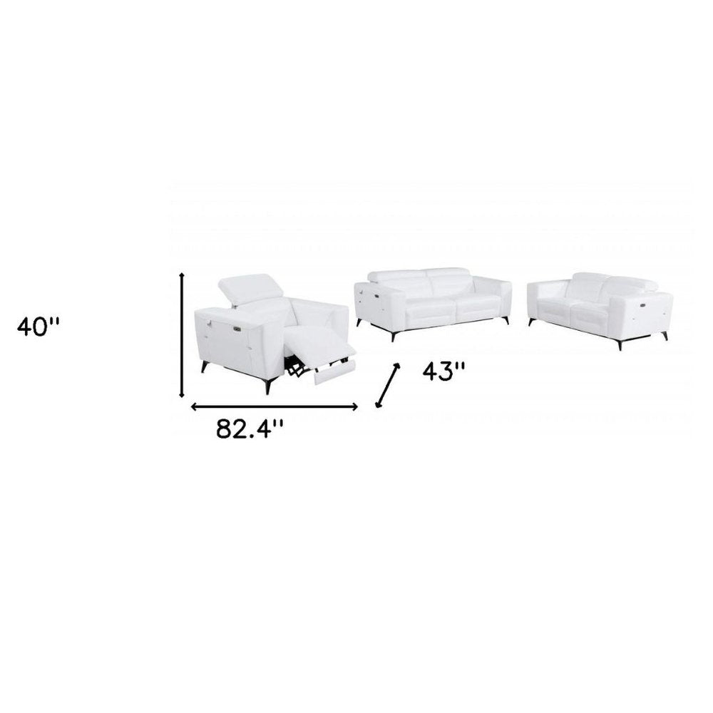 Three Piece White Italian Leather Six Person Seating Set