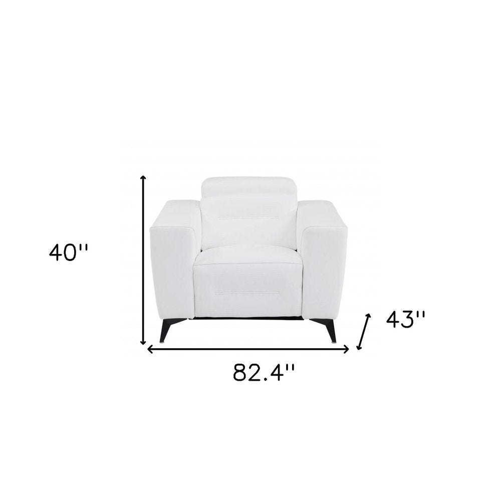 Three Piece White Italian Leather Six Person Seating Set