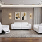 Three Piece White Italian Leather Six Person Seating Set