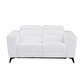 Two Piece White Italian Leather Five Person Seating Set