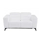 Two Piece White Italian Leather Five Person Seating Set