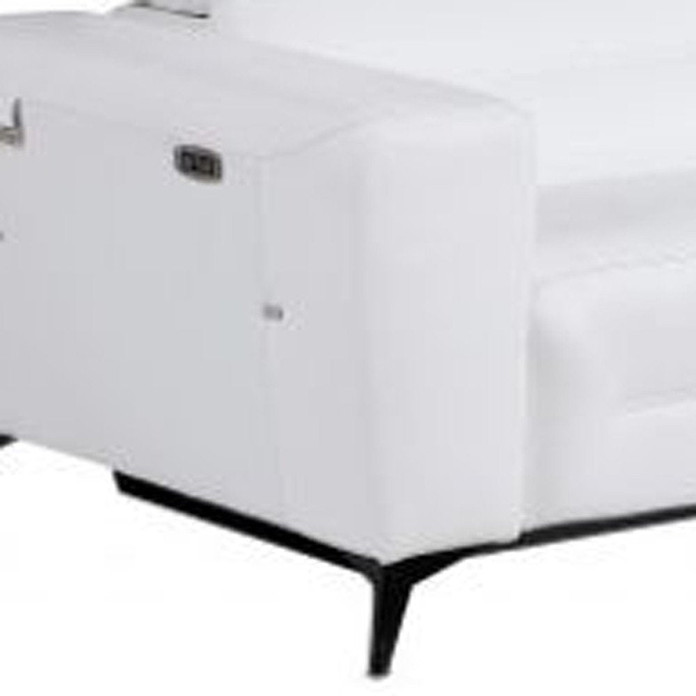 Two Piece White Italian Leather Five Person Seating Set