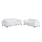 Two Piece White Italian Leather Five Person Seating Set