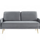 72" Gray Velvet Sofa With Brass Legs