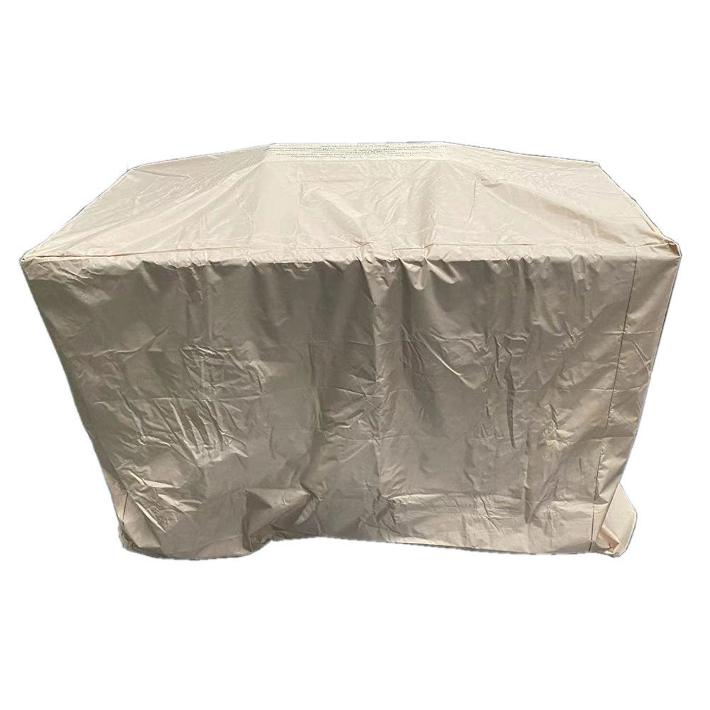 50000 BTU 60" Brown And Clear Glass And Steel Propane Rectangular Fire Pit Table With Cover