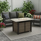 50000 BTU 60" Brown And Clear Glass And Steel Propane Rectangular Fire Pit Table With Cover