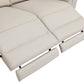 83" Beige Italian Leather USB Reclining Sofa With Silver Legs