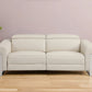 83" Beige Italian Leather USB Reclining Sofa With Silver Legs