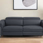83" Dark Gray Italian Leather USB Reclining Sofa With Silver Legs