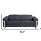 83" Dark Gray Italian Leather USB Reclining Sofa With Silver Legs