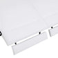 83" White Italian Leather USB Reclining Sofa With Chrome Legs