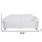 83" White Italian Leather USB Reclining Sofa With Chrome Legs