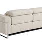 83" Beige Italian Leather USB Reclining Sofa With Silver Legs