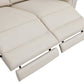 83" Beige Italian Leather USB Reclining Sofa With Silver Legs
