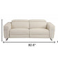 83" Beige Italian Leather USB Reclining Sofa With Silver Legs