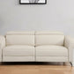 83" Beige Italian Leather USB Reclining Sofa With Silver Legs