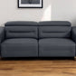 83" Gray Italian Leather USB Reclining Sofa With Black Legs