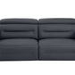83" Gray Italian Leather USB Reclining Sofa With Black Legs