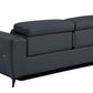 83" Gray Italian Leather USB Reclining Sofa With Black Legs