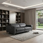 83" Gray Italian Leather USB Reclining Sofa With Black Legs