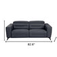 83" Gray Italian Leather USB Reclining Sofa With Black Legs