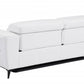 83" White Italian Leather USB Reclining Sofa With Black Legs
