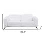 83" White Italian Leather USB Reclining Sofa With Black Legs