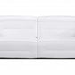 83" White Italian Leather USB Reclining Sofa With Black Legs