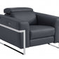 41" Dark Gray Italian Leather Power Recliner Chair