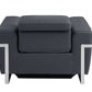41" Dark Gray Italian Leather Power Recliner Chair
