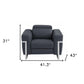 41" Dark Gray Italian Leather Power Recliner Chair