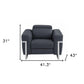 41" Dark Gray Italian Leather Power Recliner Chair