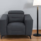 41" Dark Gray Italian Leather Power Recliner Chair
