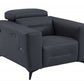41" Dark Gray Italian Leather Power Recliner Chair