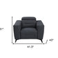 41" Dark Gray Italian Leather Power Recliner Chair