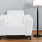 41" White Italian Leather Power Recliner Chair