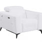 41" White Italian Leather Power Recliner Chair