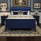 Blue Upholstered Queen Bed Frame With No